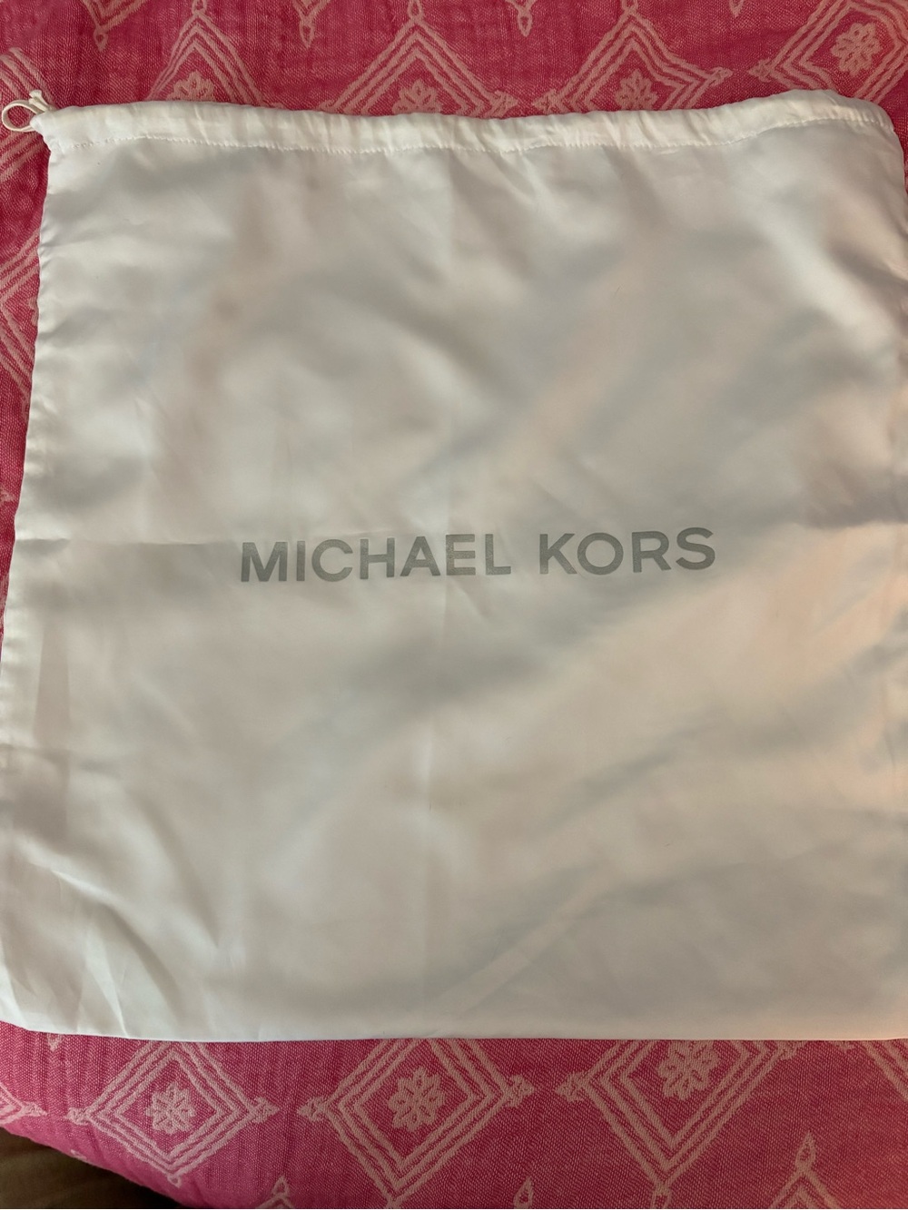 Michael Kors White Drawstring Dust Bag with Silver Logo